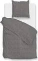 ZO!Home Flanella di Lino Bettwäsche 155 Dark Grey Bettwäsche 1 x Bettbezug 155x220 + 1 x Kopfkissenbezug 80x80 Dark-Grey Uni grau