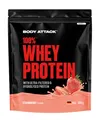 Body Attack 100% Whey Protein - Strawberry, 900 g - Made in Germany - extra cremiges Eiweißpulver mit Hydrolysat und BCAA´s, unterstützt Muskelaufbau und Diäten, für alle Sportler & Athleten