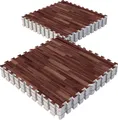 GORILLA SPORTS® Schutzmatten Set - 16 Matten, 60x60x1,2 cm, rutschfeste, EVA Schaumstoff, 5,76 m²,  Holzoptik Dunkel - Bodenschutzmatten Fitness, Bodenmatte, Puzzlematten, Unterlegmatte, Trainingsmatten