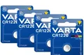 4 x Varta CR1220 Batterien Knopfzellen Knopfzelle Uhren / 3V Batterie Blister