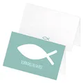 itenga 24 x Tischkarten Platzkarten Namensschild Fisch Kommunion Taufe Konfirmation Jungen Mädchen (türkis)