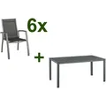 KETTLER Altura Sitzgruppe, anthrazit, Alu/Textilene, 6 Stapelsessel, Tisch 160x95cm