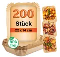 GOURMETmaxx Backpapier für Doppelkorb-Airfryer - 200 Stück – 22 x 14 x 4,5cm, Airfryer Heißluftfritteuse Einwegschalen Baking Paper