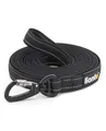 lionto Schleppleine für Hunde, 5 m, gummierte Leine mit Handschlaufe und 360° Metallkarabiner mit Sicherheitsverschluss, reflektierende Hundeleine aus robustem, wetterfestem Nylon, schwarz