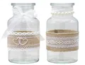 ZauberDeko Tischvase 2 Vasen Gläser Spitze Creme Hochzeit Vintage Tischdeko