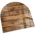 Tulup Glasplatte für Kamin Holzbrett mit Maserung Funkenschutzplatte Kaminöfen Halbkreis 100x100 cm Braun Glasplatte für Kamin Glas unter Kamin