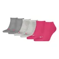 PUMA 9 Paar Unisex Herren Damen Sportsocken Kurzsocken Sneaker Socken, Farbe:Mehrfarbig, Größe:35-38, Artikel:-656 middle grey melange/pink