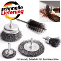 5x Stahldraht Bürsten Set – Reinigen & Schleifen für Metall, Zubehör für Bohrmas