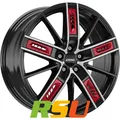 Ronal R67 Red Left jetblack-frontkopiert 8x18" ET40 LK5 112 ML 76 Alufelgen 1...