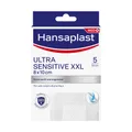 Hansaplast Ultra Sensitive XXL Wundverband | Besonders sanft & weich | Für sehr empfindliche Haut | Schützt vor 99 % der Bakterien | 8x 10 cm | 5 Stück