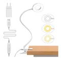 LED Leselampe mit Klemme dimmbar 23W, 3 Farbmodi, 10 Helligkeitsstufen, USB