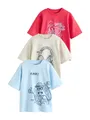 NEXT Jungen Regular Fit Kurzarm-T-Shirts mit Grafik, 3er-Pack Red/Blue/Cement 158
