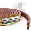 ToolSpace Türdichtung Selbstklebend Dichtungsband Dichtungsgummi Door Sealing Strip D Profil Braun Gummidichtung für Fenster & Türen 6M Fensterdichtung Anti-Kollision Gummi Schaum Schaumstoffband