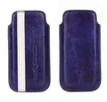 Handytasche Leder Handyhülle für iPhone 4 4s Blau Weiß Größe M (Universaltasche)