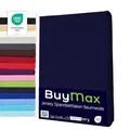 Buymax Spannbettlaken 180x200cm Baumwolle 100% Spannbetttuch Bettlaken Jersey, Matratzenhöhe bis 25 cm, Farbe Marineblau