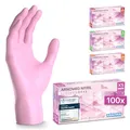 ARNOMED Einweghandschuhe Pink 100 Stück/Box, Einmalhandschuhe XS, Nitrilhandschuhe, Handschuhe Einweg puderfrei, latexfreie Gummihandschuhe, Einweghandschuhe in XS, S, M & L verfügbar
