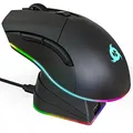 KLIM Blaze Pro Wiederaufladbare kabellose Maus - NEU - Gaming Maus mit RGB und Ladestation - Hochpräziser Sensor und langlebiger Akku - Bis zu 6000 DPI - Kabel- und Wireless Mouse für PC