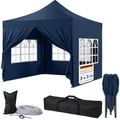 STEELSØN Rynara Premium Pavillon 3x3 m – Faltpavillon mit 4 Seitenteilen – hochwertiger Gartenpavillon inkl. Tragetasche mit Rädern & 3-Fach höhenverstellbar – extrem stabil & UV-/wetterfest - blau