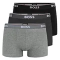 BOSS Herren Trunks Power Boxer Unterhosen Cotton Stretch 3er Pack, Farbe:Mehrfarbig, Wäschegröße:M, Artikel:-061 Black/Anthracite/Grey
