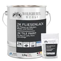 WO-WE 2K Fliesenlack – Fliesenfarbe für Küche, Badezimmer, Wand- & Bodenfliesen – Reinweiss ähnl. RAL 9010-2,5Kg