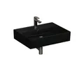 Aqua Bagno Aufsatzwaschbecken Waschbecken schwarz matt 60cm eckig Wandmontage Waschtisch (Keramikwaschbecken)