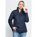 Steppjacke SHEEGO "Große Größen", Damen, Gr. 46, blau (marine), Obermaterial: 100% Polyester;Futter: 100% Polyester;Wattierung: 100% Polyester, unifarben, klassisch, figurumspielend normal, Langarm, Jacken, aus wasserabweisendem Material