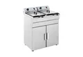 Royal Catering Fritteuse RCKF 16DSH, 12000 W, 2 x 16 L mit Unterschrank Doppel Kaltzone 400 V