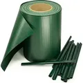 Sichtschutzstreifen inkl. 30 Befestigungsclips Zaunblende 35 m Rolle 19 cm PVC Zaunfolie Windschutz Doppelstabmatten , Farbe:Grün;Länge:35m - Grün