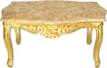 Casa Padrino Barock Couchtisch Gold mit Marmorplatte in Creme - Möbel Wohnzimmer Tisch Antik Stil