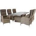 LC Garden »Turin« Gartenset natur 220cm Esstisch + 6 Positionsstühle Sitzgruppe Gartenmöbelset