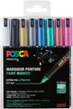 uni-ball 181709 - POSCA Marker mit kalibrierter Spitze, 8er Set, metallic