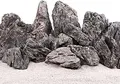 AquaOne Aquarium Steine Mini Landschaft Set I Natursteine Seiryu Mix I Steine Gr.M-XXL I Aquascaping Gestein I Felsen Dekoration I Pagode Rückwand Aquascape Deko grau (20 kg)