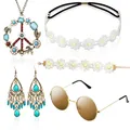 Hippie Accessoires, Flower Power Zubehör für Hippie Kostüm Damen, 60er 70er J...