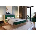 Marlux-Meble Leoni II Kontinentalbett 120x200 cm Modern Bequemes Hochbett Gepolstert Mit Matratze Und Zwei Bettzeugbehälter (Monolith 37 - Flasche... - Grün