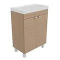 paplinskimoebel Badezimmerschrank mit Waschbecken 57x84x34 cm (BxHxT) Parla, Badezimmerschrank Stehend, Waschtisch mit Unterschrank, Badezimmermöbel für Gäste WC, Waschbecken mit Unterschrank - Braun