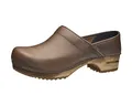 Sanita | Julie Geschlossener Clog | Original hangemacht | Lederclog mit Holzsohle für Damen | Braun | 37