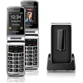 beafon SL495 Silverline Klapphandy Tastentelefon Seniorenhandy SOS Notruftaste - Schwarz
