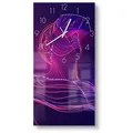 DEQORI Wanduhr 'Mann mit VR-Brille' (Glas Glasuhr modern Wand Uhr Design Küchenuhr) blau|lila|rosa 30 cm x 60 cm