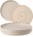 MIAMIO – Teller Set 4er / Keramik Geschirr Set für 4 Personen, Steingut Tafelservice beige matt, Spülmaschinen- und Mikrowellenfest – Sierra Kollektion (Hell, Große Teller (4x))
