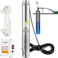 VEVOR 4'' Tiefbrunnenpumpe 370W Brunnenpumpe 110L/min Tauchpumpe max. Förderhöhe 44m Rohrpumpe 230V 50Hz Edelstahl Wasserpumpe 040℃ Pumpe Ideal zum Bewässern WasserVersorgen Entwässern, Silber