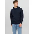 Jack & Jones Kapuzensweatshirt JJEBRADLEY SWEAT HOOD NOOS Materialmix, relaxed fit blau M (50)