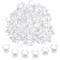 Kissral 200 pcs Einweg-Kleber Halter, Kunststoff Ringe und Tassen für Wimpern Extensions, Make-up Tool Pigment Kleber Halter, Augenbraue Tätowierung Ink Caps (White)