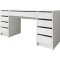 Mirjan24 Schreibtisch, Weiß, Weiß Hochglanz, Holzwerkstoff, 9 Schubladen, Rechteckig,Rechteckig, 154x76x55 cm, Arbeitszimmer, Schreibtische, Bürotische