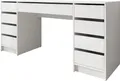 MIRJAN24 Schreibtisch und Schminktisch Ada Bis, Schlafzimmer Kosmetiktisch mit neun Schubladen (Farbe: Weiß / Weiß Hochglanz)