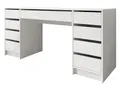 MIRJAN24 Schreibtisch Ada Bis (mit neun Schubladen), 154x55x76 cm, Schwarze Kunststofffüße, Schminktisch