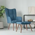 Relaxsessel Mit Hocker Blau Samt - Vidaxl