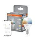 OSRAM E14 SMART+ MATTER LED-Lampe Miniball Tunable White 4,9W wie 40W dimmbar - kompatibel mit Alexa, Google Home, Matter über WiFi