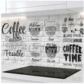 Rodnik Küchenrückwand Coffee Menu, monolithische ABS-Platte mit Direktdruck, formstabil und langlebig grau|schwarz 400 cm x 60 cm