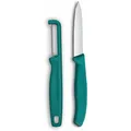 Victorinox Swiss Classic Gemüsemesser Set mit Sparschäler, für Gemüse und Obst, 2-teilig, Extra Scharfe Klinge, Grün