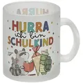 speecheese Tasse Tiere zur Einschulung Glas Tasse mit Spruch Hurra ich bin Schulkind